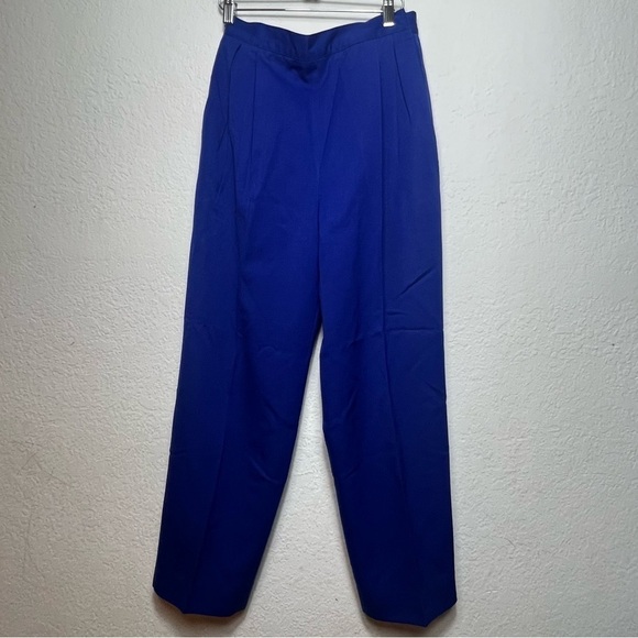 Vintage Christian Dior Blue Pleated Wool Pants - Picture 1 of 11